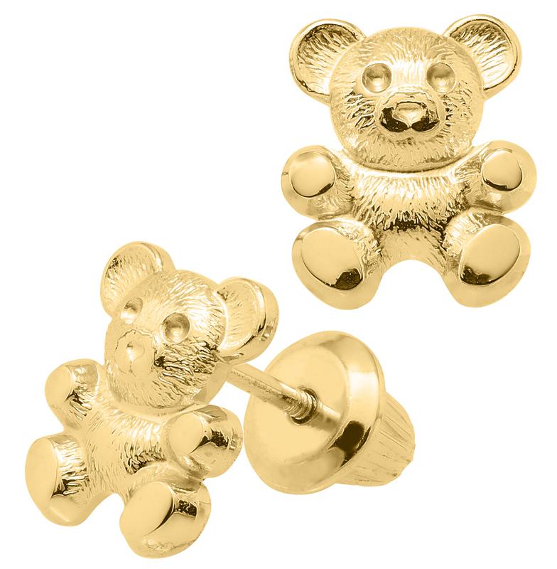 Kiddie Kraft 14K GOLD TEDDY BEAR SAFETY EARRING - Sunshine Jewelers